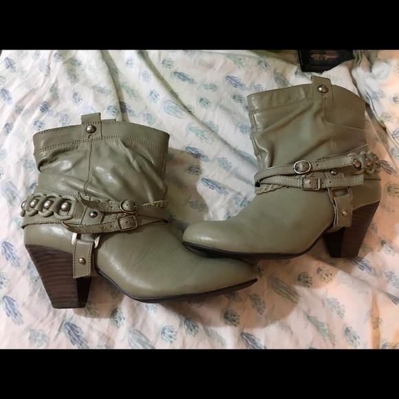RJ girl heeled boots tan/green - Picture 2 of 4